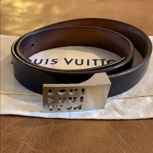 🤩 LOUIS VUITTON Buckle & Deep Brown Belt - Picture 1 of 8